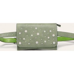 Answear - Nerka Answear Lab. Zielone nerki damskie ANSWEAR, w paski, ze skóry ekologicznej, małe, z aplikacjami. Za 69,90 zł.