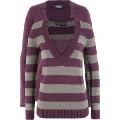 Swetry klasyczne damskie: Sweter (2 szt. w opak.) bonprix czarny bez w paski + czarny bez