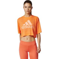 Adidas Koszulka Boxy Crop Tee Aeroknit pomarańczowy r. M (BP8188). Brązowe topy sportowe damskie marki Adidas, m. Za 117,87 zł.