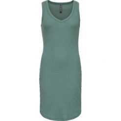 Sukienka shirtowa bonprix zielony. Zielone sukienki damskie bonprix, bez wzorów, z dekoltem w serek, bez rękawów. Za 42,99 zł.