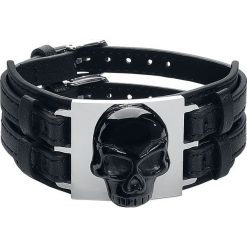 Bransoletki męskie: Rock Rebel by EMP Skull Leather Bracelet Bransoletka czarny