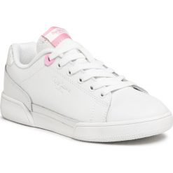 Sneakersy PEPE JEANS - Lambert Girl PGS30434 White 800. Białe półbuty damskie Pepe Jeans, bez wzorów, z jeansu, bez obcasa, bez zapięcia. W wyprzedaży za 159,00 zł.