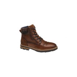 Zimowe buty męskie Dockers typu trapery w kolorze brązowym. Pomarańczowe trapery męskie na zimę, ze skóry, na sznurówki. Za 319,90 zł.