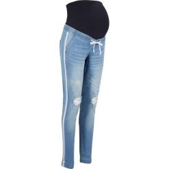 Dżinsy ciążowe bonprix niebieski "bleached”. Niebieskie jeansy damskie bonprix, w paski, z jeansu. Za 129,99 zł.