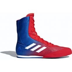 Buty bokserskie adidas Box Hog Plus niebiesko-czerwone. Czerwone buty sportowe męskie Adidas, z tkaniny, z paskami. W wyprzedaży za 419,00 zł.