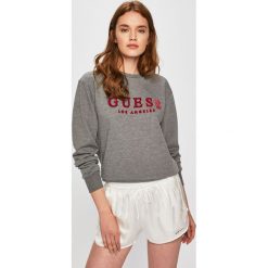 Guess Jeans - Bluza. Szare bluzy damskie Guess Jeans, s, z nadrukiem, z elastanu, bez rękawów, bez kaptura. W wyprzedaży za 179,90 zł.