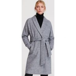 Płaszcz z wełną - Jasny szary. Szare płaszcze damskie Reserved, bez wzorów, z wełny. Za 399,99 zł.