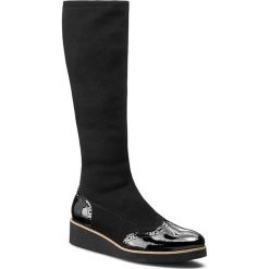 Kozaki SAGAN - 2601/1 Czarna Lycra/Czarny Lakier. Czarne kozaki damskie Sagan, ze skóry, bez obcasa, na obcasie, bez zapięcia. Za 299,00 zł.