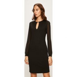 Trussardi Jeans - Sukienka. Czarne sukienki damskie Trussardi Jeans, na co dzień, bez wzorów, z elastanu, eleganckie, z okrągłym kołnierzem, z długim rękawem, długie, mini, proste. W wyprzedaży za 599,90 zł.