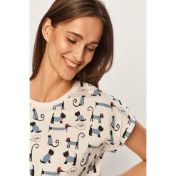 Answear - T-shirt. Białe bluzki damskie ANSWEAR, m, bez wzorów, z bawełny, casualowe, z okrągłym kołnierzem. Za 59,90 zł.
