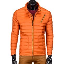 Kurtka męska jesienna pikowana C290 - pomarańczowy. Pomarańczowe kurtki męskie Ombre Clothing, na jesień, s, bez wzorów, z poliesteru, bez kaptura. Za 89,00 zł.