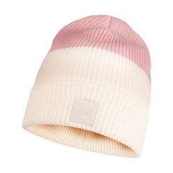 Czapka w kolorze beżowo-różowym. Różowe czapki damskie Buff, z materiału. W wyprzedaży za 74,95 zł.