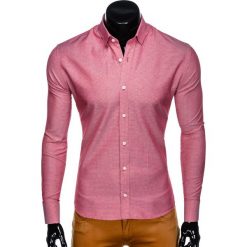 KOSZULA MĘSKA ELEGANCKA Z DŁUGIM RĘKAWEM K442 - CZERWONA. Czerwone koszule męskie Ombre Clothing, s, bez wzorów, z bawełny, eleganckie, z klasycznym kołnierzykiem, z długim rękawem. Za 39,00 zł.