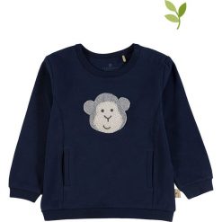 Bluza w kolorze granatowym. Niebieskie bluzy niemowlęce Mother Nature & Me, z aplikacjami, z bawełny, bez rękawów, bez kaptura. W wyprzedaży za 54,95 zł.