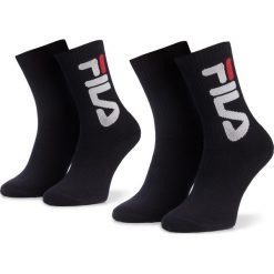 Zestaw 2 par wysokich skarpet unisex FILA - Calza F9598 Navy 321. Niebieskie skarpetki damskie Fila, bez wzorów, z elastanu. Za 35,99 zł.