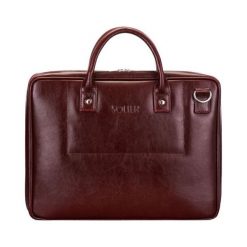 Torba Solier SKÓRZANA TORBA NA LAPTOPA MĘSKA SOLIER HALLE. Brązowe torby męskie skórzane Solier, bez wzorów. Za 519,99 zł.