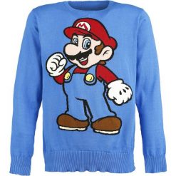 Swetry klasyczne męskie: Super Mario Mario Sweter z dzianiny niebieski