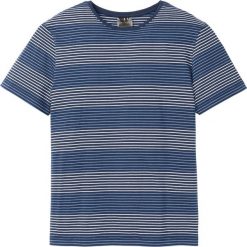 T-shirt w paski bonprix ciemnoniebieski w paski. Niebieskie koszulki męskie bonprix, s, w paski, z bawełny, bez kołnierzyka, bez rękawów. Za 44,99 zł.