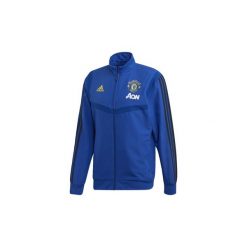 Bluzy dresowe adidas Manchester United Presentation Jacket. Niebieskie bluzy męskie Adidas, s, bez wzorów, z dresówki, bez kołnierzyka, bez rękawów, bez kaptura. Za 329,00 zł.