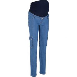 Dżinsy ciążowe STRAIGHT z kieszeniami z boku nogawki bonprix niebieski "stone”. Niebieskie jeansy damskie bonprix, z jeansu. Za 129,99 zł.
