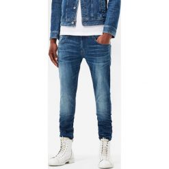G-Star Raw - Jeansy. Niebieskie jeansy męskie marki G-Star RAW, z aplikacjami, z elastanu. W wyprzedaży za 299,90 zł.