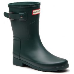 Kalosze HUNTER - Original Refined Short WFS1098RMA Ivy. Zielone kalosze damskie Hunter, z aplikacjami, z tworzywa sztucznego. W wyprzedaży za 419,00 zł.