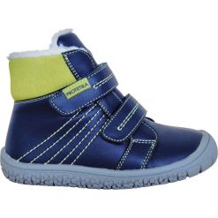 Protetika buty zimowe barefoot chłopięce Artik 30 niebieskie/zielone. Niebieskie buty chłopięce zimowe Protetika, ze skóry, bez zapięcia. Za 249,00 zł.