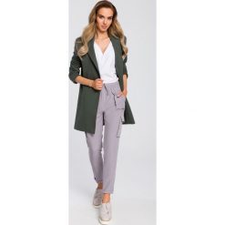 Żakiet damski długi bawełniany khaki - xl. Brązowe żakiety damskie e-margeritka.pl, s, bez wzorów, z bawełny. Za 194,99 zł.