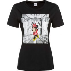 Shirt oversize "Myszka Miki" bonprix czarny. Czarne koszulki damskie bonprix, bez wzorów, bez kołnierzyka, bez rękawów. Za 59,99 zł.