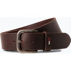 Tommy Jeans - Męski pasek skórzany, brązowy. Pomarańczowe paski męskie Tommy Jeans, w paski, z jeansu. Za 179,95 zł.