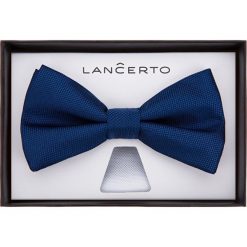 Mucha Granatowa Plus Poszetka. Muszki męskie LANCERTO, bez wzorów, z dzianiny, eleganckie. W wyprzedaży za 39,90 zł.