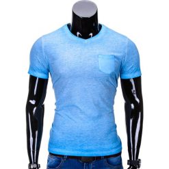 T-SHIRT MĘSKI BEZ NADRUKU S674 - NIEBIESKI. Niebieskie t-shirty męskie z nadrukiem marki Ombre Clothing, m, z bawełny. Za 24,99 zł.