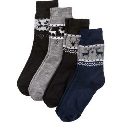 Skarpetki ocieplane (4 pary), unisex bonprix czarno-niebiesko-szary melanż. Czarne skarpetki damskie bonprix, melanż. Za 37,99 zł.