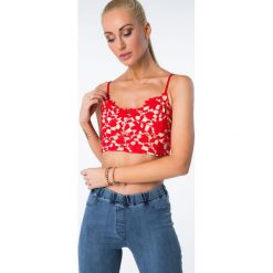 Top koronkowy krótki czerwony ZZ273. Czerwone topy damskie marki Fasardi, l. Za 39,00 zł.