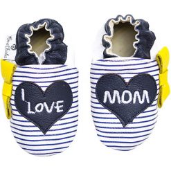 Buciki niemowlęce: Skórzane buty niemowlęce „I Love Mom” w kolorze granatowym