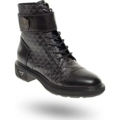 TRAPERY Emporio Armani. Czarne buty trekkingowe damskie ze skóry, na wysokim obcasie, na zamek. Za 1163,40 zł.