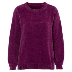 Cellbes Sweter z szenili w pięknych kolorach śliwkowy female fioletowy 38/40. Fioletowe swetry damskie Cellbes, bez wzorów, klasyczne, bez rękawów, bez kaptura. Za 159,00 zł.
