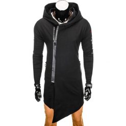 Bluzy męskie: BLUZA MĘSKA ROZPINANA Z KAPTUREM B762 – CZARNA