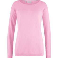Sweter w strukturalny wzór bonprix jasnoróżowy kryształowy. Różowe swetry klasyczne damskie marki bonprix. Za 74,99 zł.