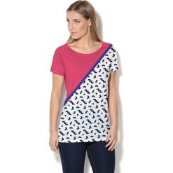 Colour Pleasure Koszulka damska CP-034 25 różowo-biało-czarna r. XL-XXL. Różowe bluzki damskie marki Colour pleasure, xl. Za 70,35 zł.