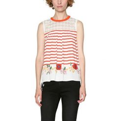 Desigual Bluzka damska Blus Rabat Marocco 18SWBWBO 3000 (rozmiar S). Bluzki damskie Desigual, na lato, s, bez wzorów, bez kołnierzyka, bez rękawów. W wyprzedaży za 128,00 zł.