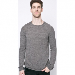 Blend - Sweter. Szare swetry klasyczne męskie Blend, l, z bawełny, z okrągłym kołnierzem. W wyprzedaży za 59,90 zł.