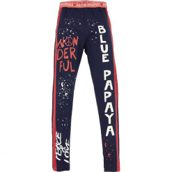 Legginsy "Peace & Love" w kolorze granatowym. Niebieskie legginsy dziewczęce Bondi, z nadrukiem. W wyprzedaży za 32,95 zł.