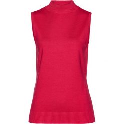 Kamizelka z golfem bonprix czerwień granatu. Czerwone kamizelki damskie bonprix, bez wzorów, bez kaptura. Za 27,99 zł.