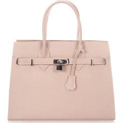Torebki klasyczne damskie: Skórzana torebka w kolorze beżowym – 37 x 29 x 14 cm