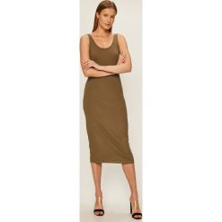 Only - Sukienka. Zielone sukienki damskie ONLY, na co dzień, s, bez wzorów, z dzianiny, casualowe, z okrągłym kołnierzem, bez rękawów, midi, proste. W wyprzedaży za 69,90 zł.