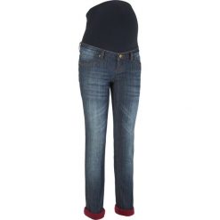 Jeansy damskie: Dżinsy ocieplane ciążowe bonprix ciemny denim