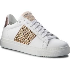 Sneakersy STOKTON - 697-D Vitello Bianco/Fuscia Oro. Białe półbuty damskie Stokton, na co dzień, z aplikacjami, ze skóry, bez obcasa, na płaskiej podeszwie, bez zapięcia. W wyprzedaży za 499,00 zł.