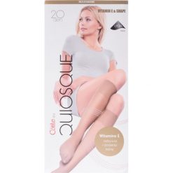 Podkolanówki: Bezuciskowe ciemnobeżowe podkolanówki QUIOSQUE