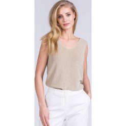 Swetrowy elegancki top. Brązowe topy damskie Monnari, m, bez wzorów, z wiskozy, eleganckie, bez rękawów, bez kaptura. W wyprzedaży za 69,50 zł.